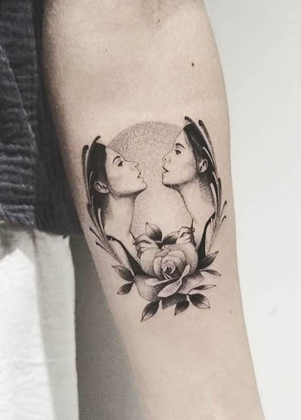 Realismo Gemelli ragazze tatuaggio di @luckysnoho