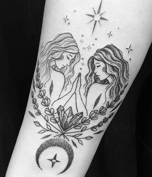 tatuaggio Gemini goddess di @miso.inked_