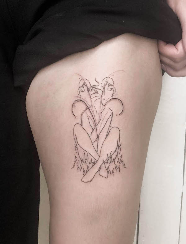 Tatuaggio Ariete a linea fine di @tamara__mertens