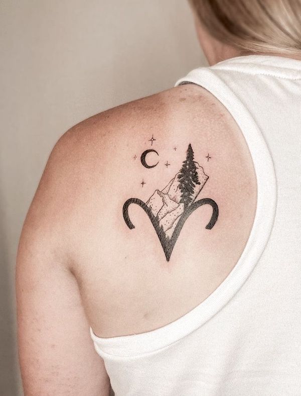 Tatuaggio Ariete per avventurieri di @wildeblumetattoo
