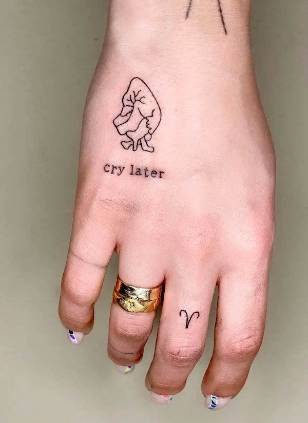 Cry later ignorant tattoo by @purensonmez.ink