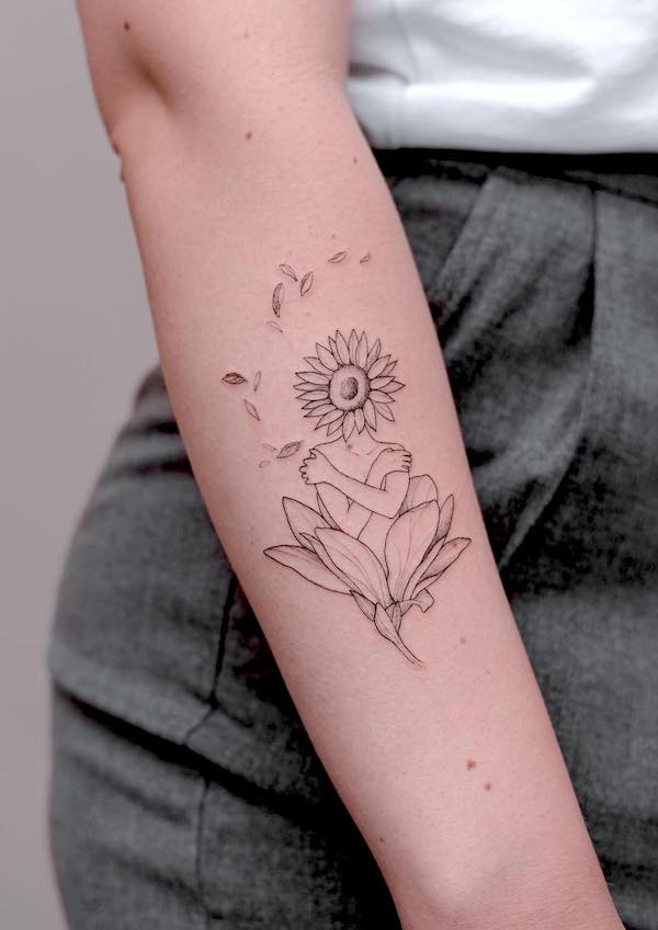 Tatuaggio d'amore significativo sull'avambraccio di @davide_dot