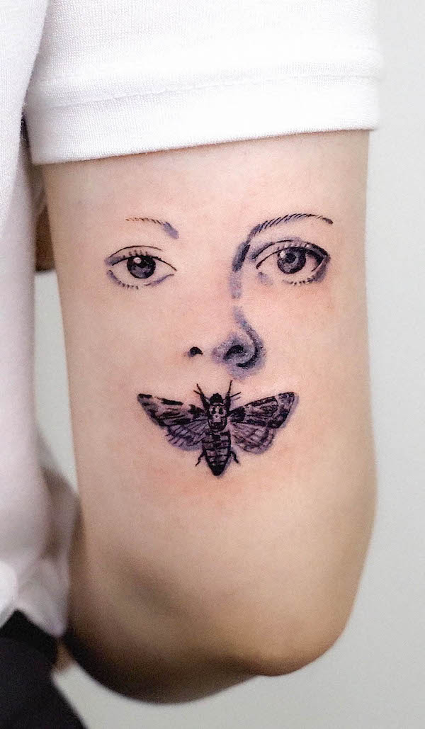 Il silenzio dell'agnello tatuaggio sul retro del braccio di @soosoo.tattoo