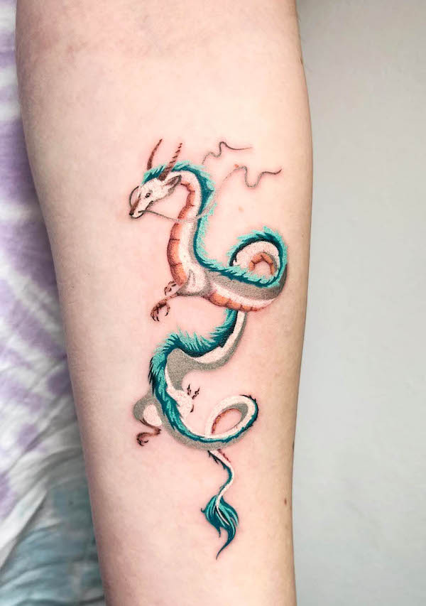 Tatuaggio Haku dragon di @ciotka_zu_tattoo