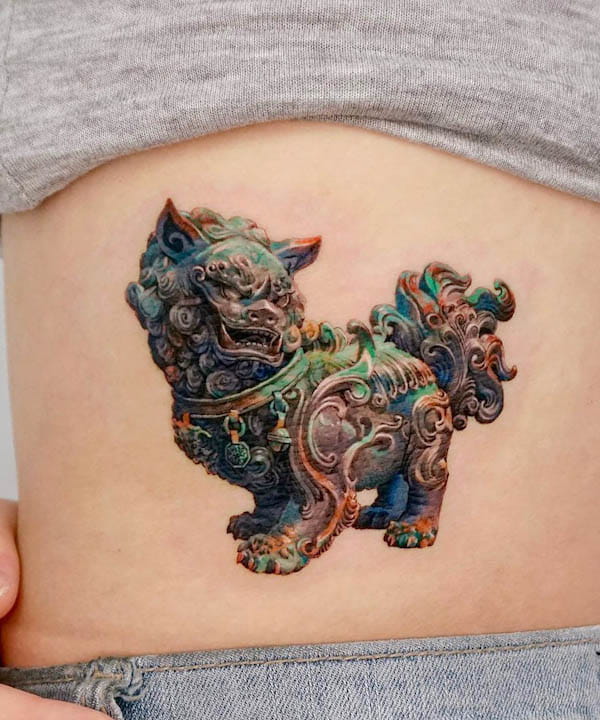 Tatuaggio Foo Dog di @non_lee_ink
