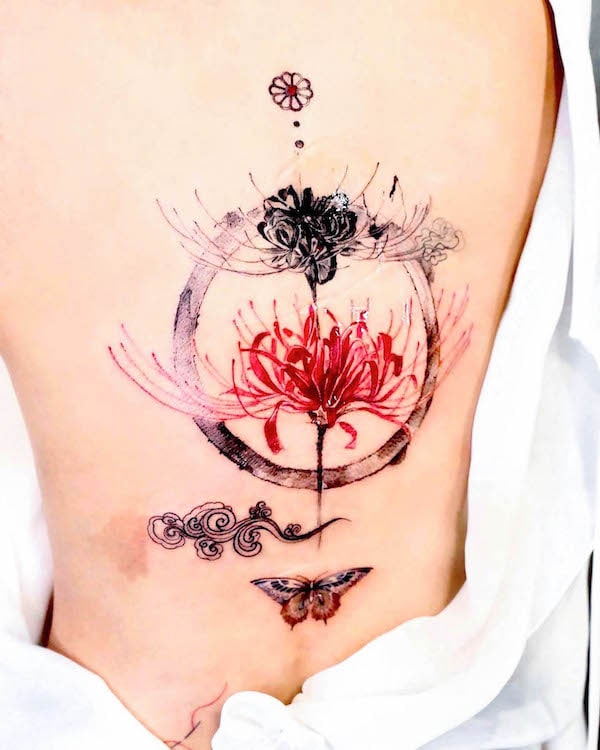 Giglio ragno rosso di @seolheetattoo