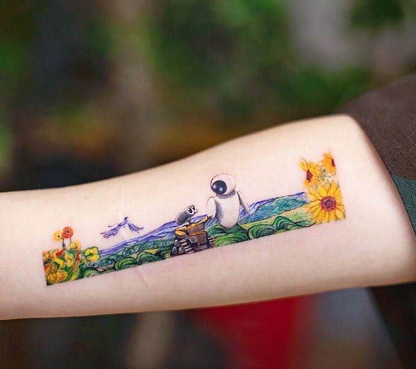 Wall-E e Eve di @newtattoo_franky