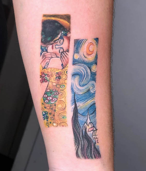 Il bacio e la notte stellata di @tattoo.jordiart