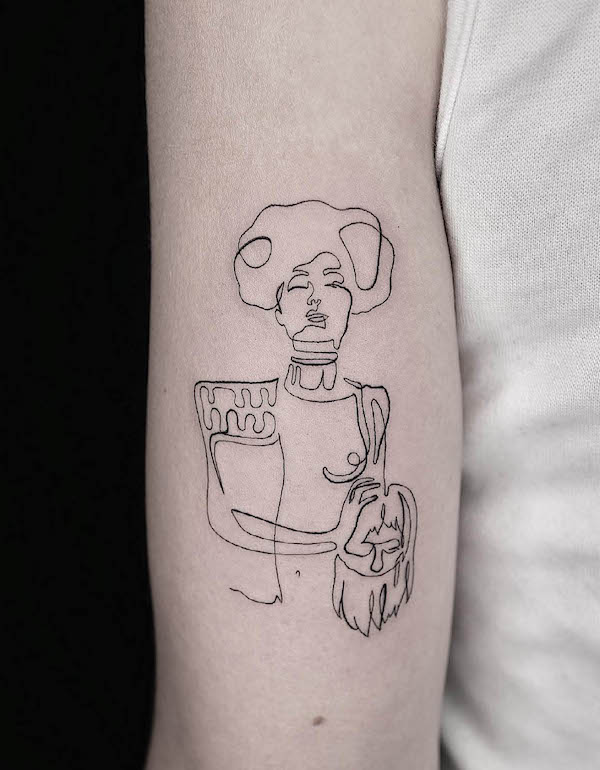 Tatuaggio Judith Klimt a linea singola di @pt78tattoo