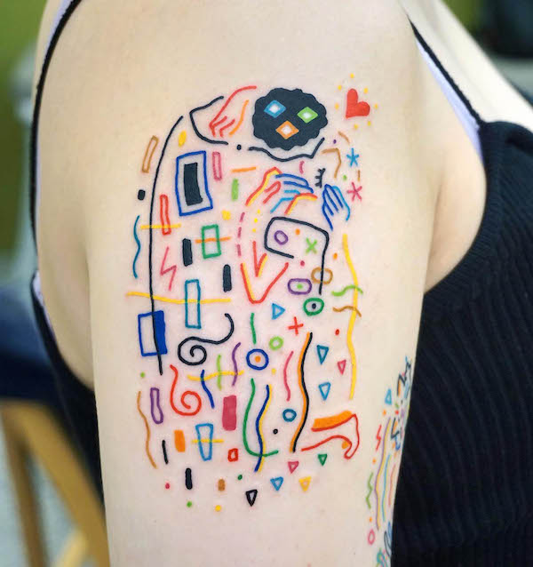 Tatuaggio astratto Gustave Klimt di @chanyecolors