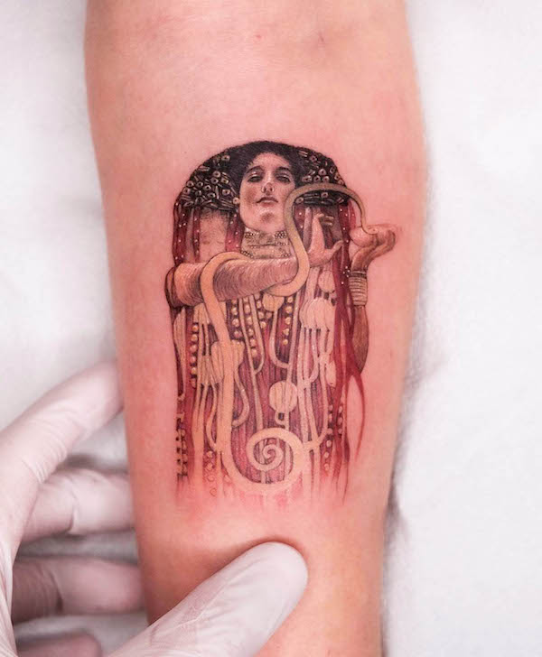 Tatuaggio Hygieia Gustav Klimt di @atelier.eva