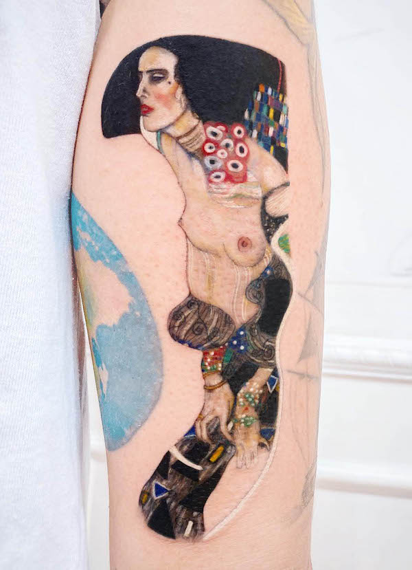 Tatuaggio Judith Gustav Klimt di @lafragile_