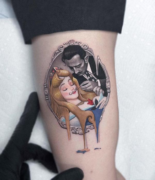 Tatuaggio Dali e la Bella Addormentata di @kozo_tattoo