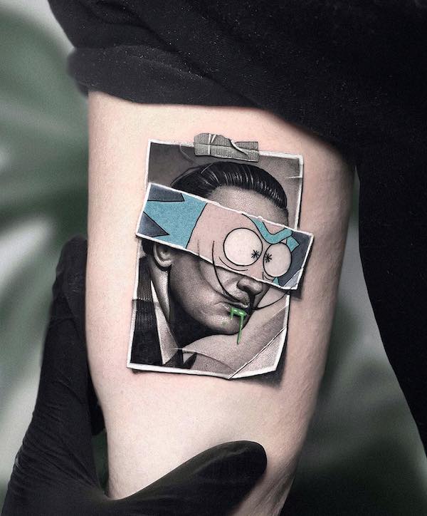 Dalì e Rick Sanchez di @kozo_tattoo