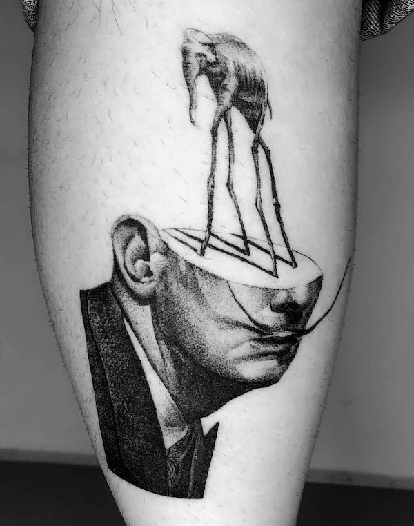 Dalì e il suo elefante di @industry_tattoo_mmok