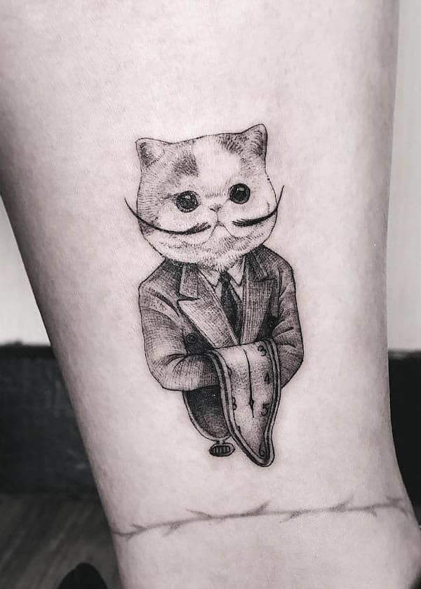 Tatuaggio Cat Dali di @okamichou