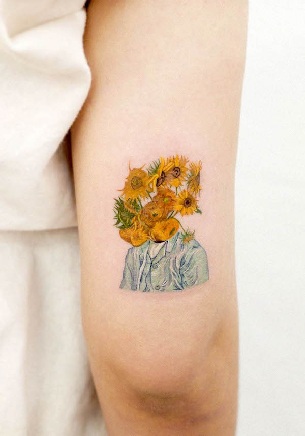 Girasoli Vincent Van Gogh tatuati da @hansantattoo