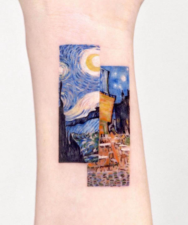 Tatuaggio di Vincent Van Gogh con segnalibro di @mooji_tt