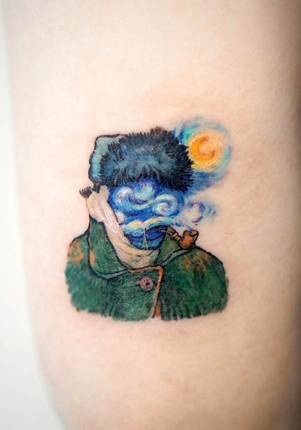 Ritratto di Van Gogh e Notte Stellata di @abii_tattoo