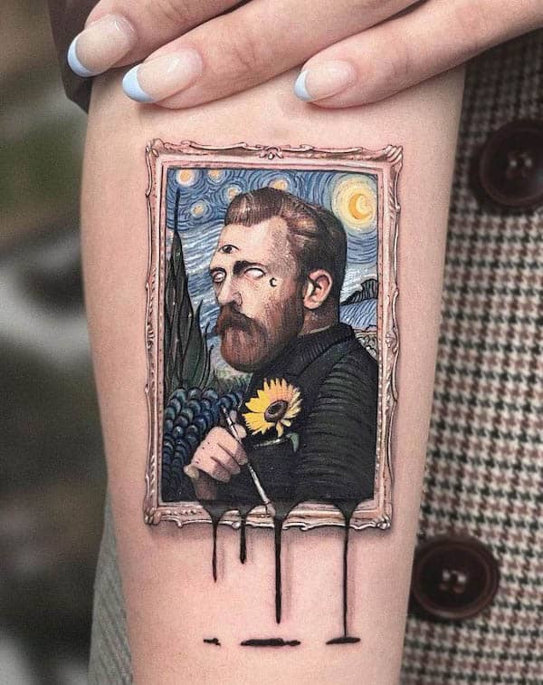 Il tatuaggio Van Gogh con tre occhi di @kozo_tattoo