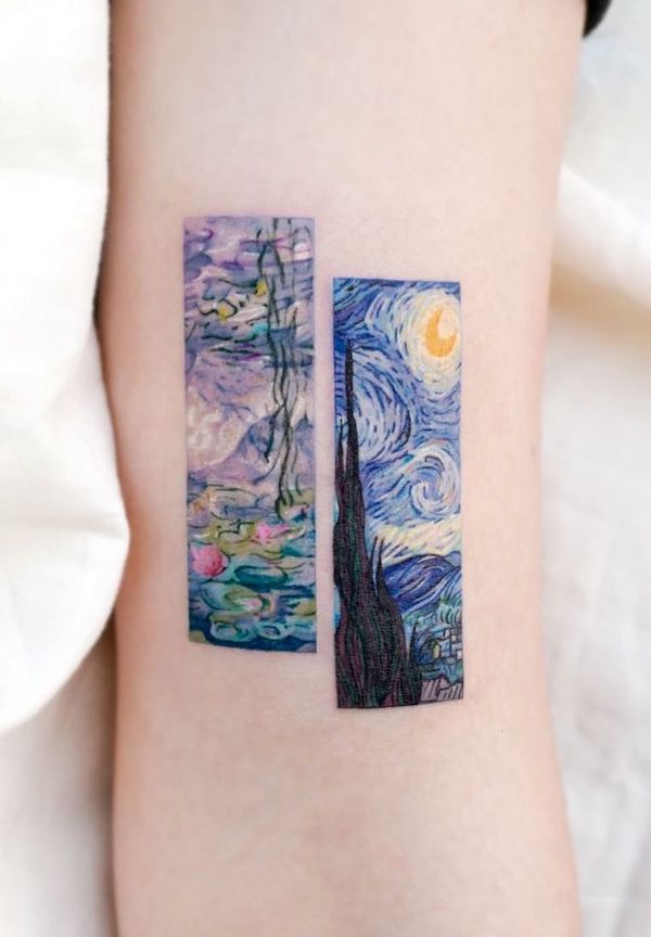 Tatuaggio Claude Monet e Vincent Van Gogh di @hansantattoo