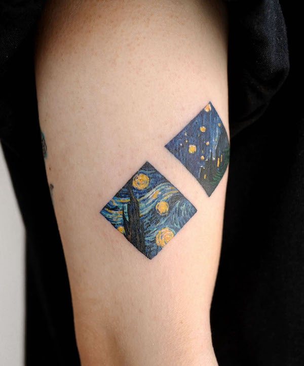 Tatuaggio Van Gogh notte stellata di @eden_tattoo_