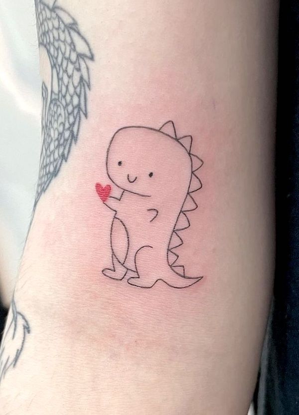 Tatuaggio di dinosauro piccolo e carino per ragazze da @maasherry