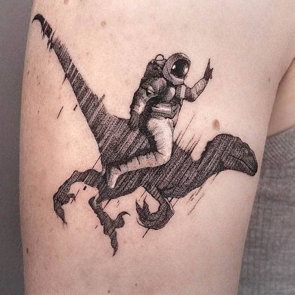 Astronauta a cavallo di un dinosauro di @mikhaylovak