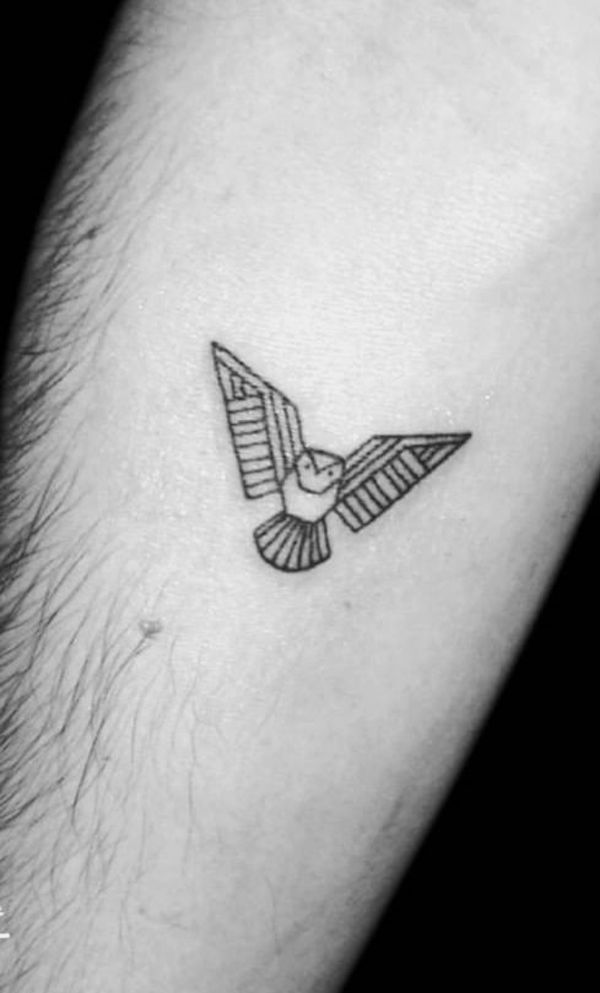 Piccolo gufo minimalista tatuato da @taniasantostattoo
