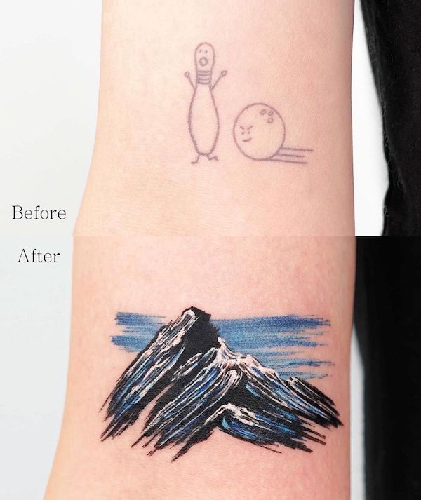 Tatuaggio paesaggio coperto da @studiobysol