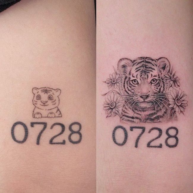 Copertura significativa del tatuaggio della tigre di @dan_tattooer