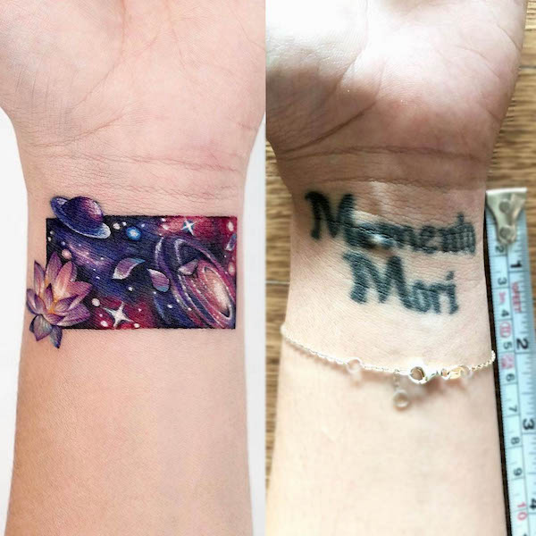 Tatuaggio di copertura Galaxy da @o.ri_tattoo