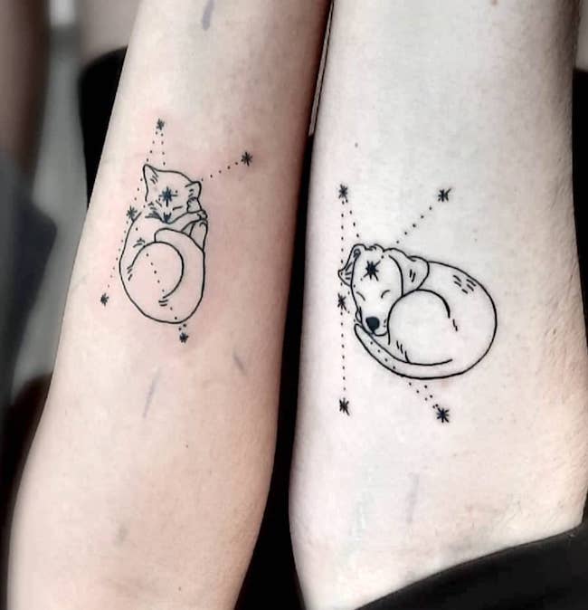 Tatuaggi di costellazioni e animali domestici di @v0idink