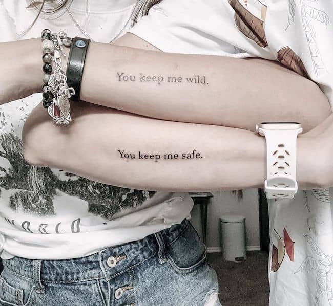 Tatuaggi con citazione Keep me safe keep me wild di @keriashley14