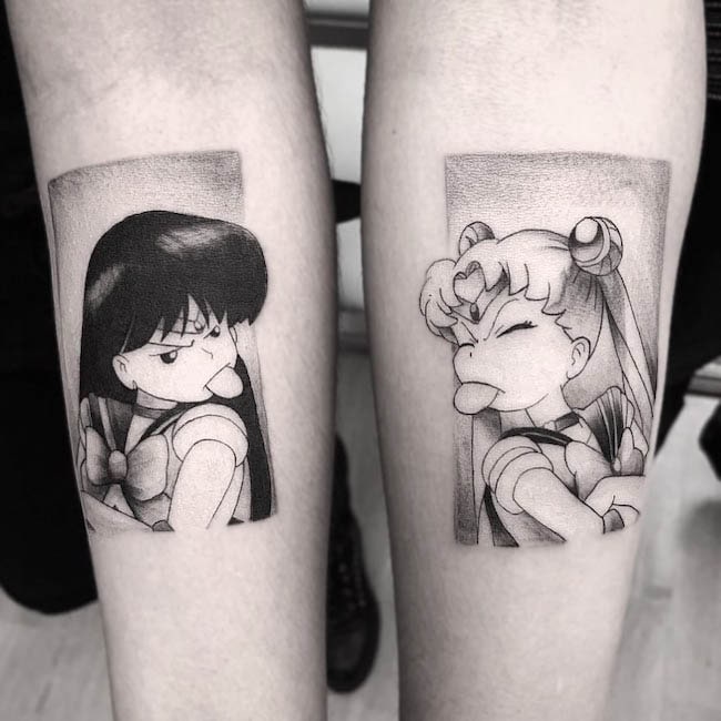 Tatuaggi delle gemelle Sailor Moon di @aidencalaveras