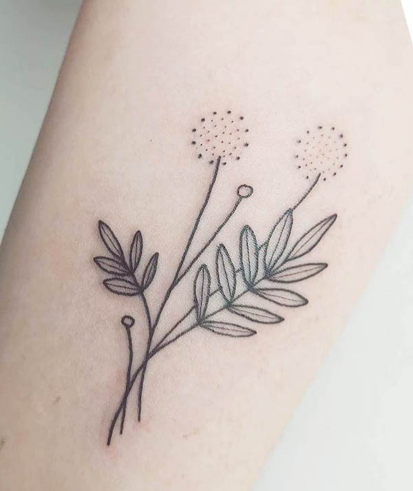 Tatuaggio semplice del dente di leone di @fayalicetattoo- Tatuaggi del dente di leone con significato