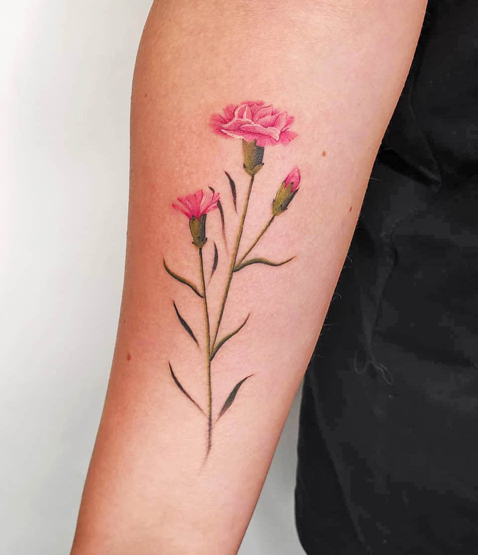 Tatuaggio di garofano rosa di @ainoholopainen