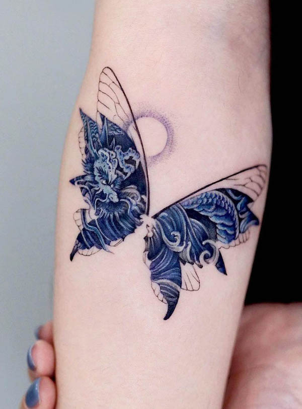 Tatuaggio Dragon butterfly di @forest__tt