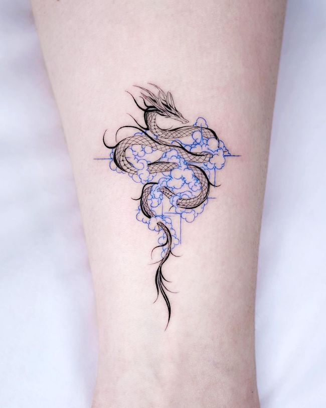 Tatuaggio Dragon in the cloud di @bium_tattoo