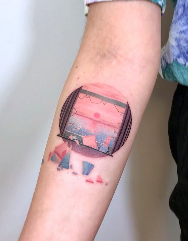 Tatuaggio Break the windows per avventurieri di @ciotka_zu_tattoo