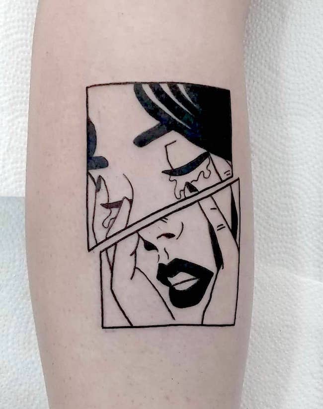 Tatuaggio a fumetti Crybaby di @ramonatattoo
