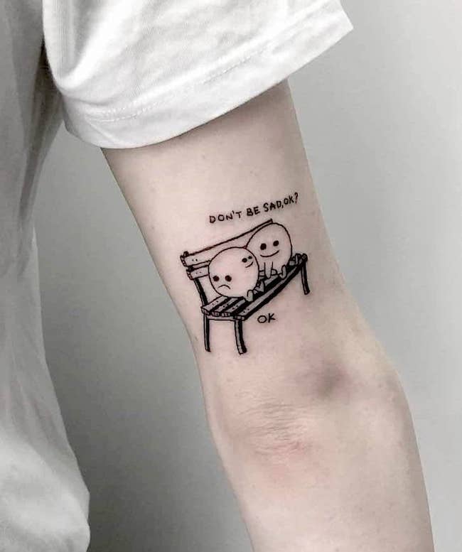 Tatuaggio faccia triste faccia felice di @lipnetattoo