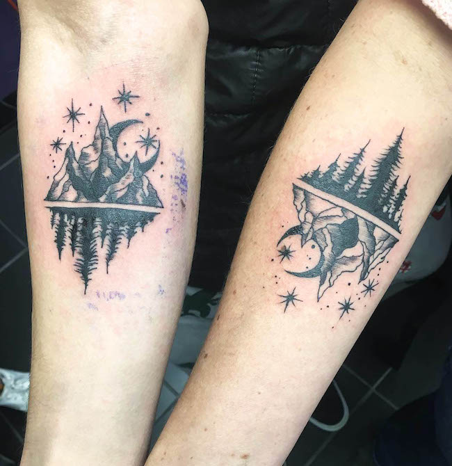Tatuaggi abbinati di madre e figlio di @jessicajtattooist