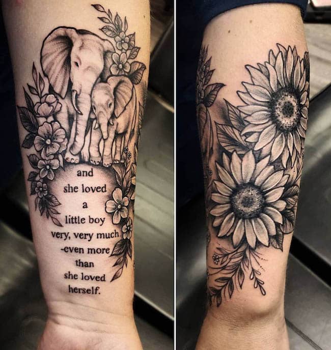 Tatuaggio con citazione per madre e figlio di @pinklightsaber