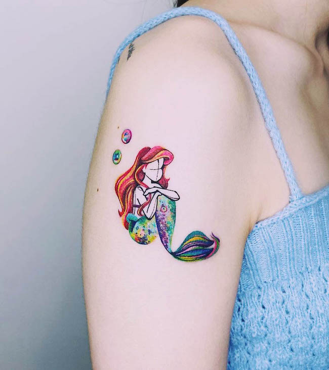 Un tatuaggio di Ariel in stile schizzo di @h.suantsai