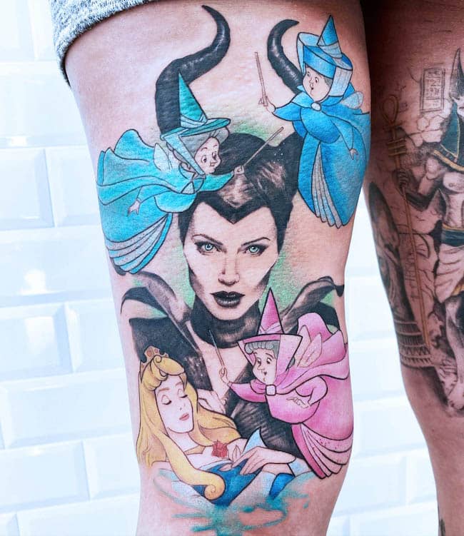 Malefica e la Bella Addormentata di @pertierratattoo