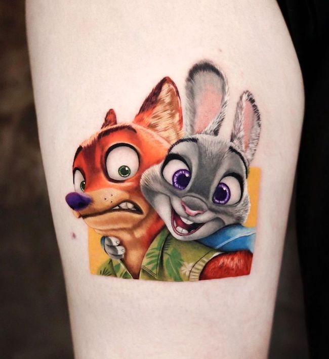 Tatuaggio Zootopia di @tattooist_yeono