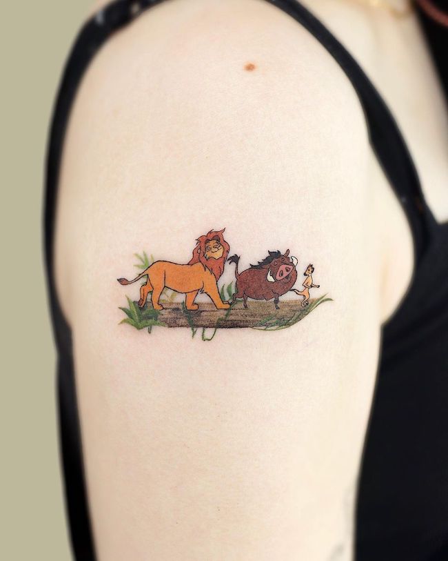 Simba e gli amici tatuati da @tattoo.pencil
