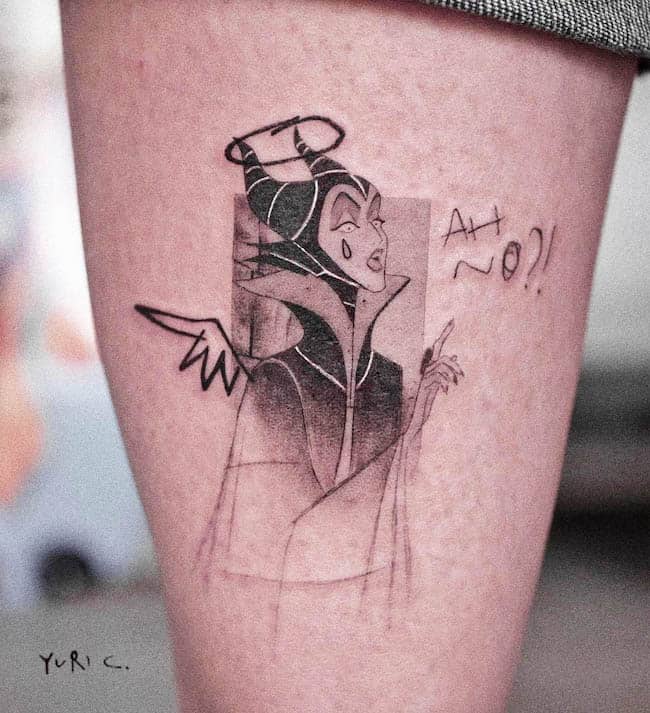 Tatuaggio Maleficent di @yurici_tattoo