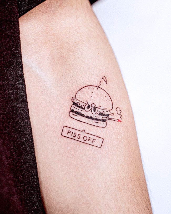 Tatuaggio di hamburger di @bongkee